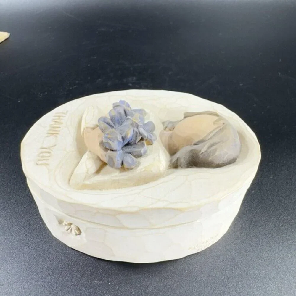 2005 Willow Tree Thank You Resin‎ Trinket Dish W Lid Container Jewelry Holder